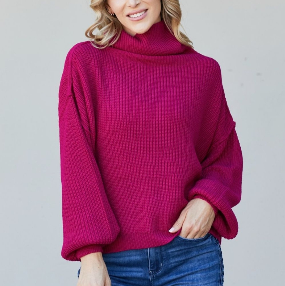 First Snow Ribbed Turtleneck Sweater